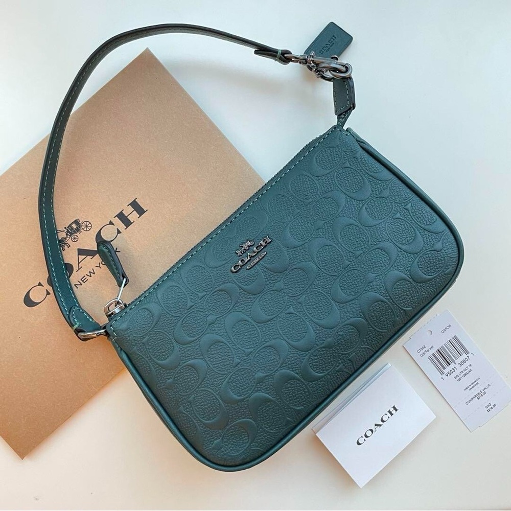 Coach Embossed Forest Green Nolita Mini Shoulder Bag